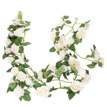 Article Guirlande de roses artificielles blanches en tissu 170 cm pour décoration