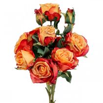 Bouquet de roses roses artificielles fleurs de soie orange 53cm bouquet