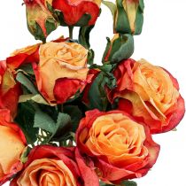 Article Bouquet de roses roses artificielles fleurs de soie orange 53cm bouquet