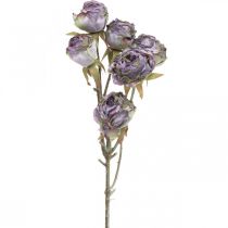 Article Branche de Rose Fleur de Soie Décoration de Table Art Rose Violet Antique L53cm