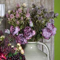 Branche de rose, fleur en soie, décoration de table, rose artificielle aspect antique violet L53cm