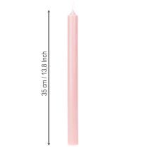Article Bougies coniques rustiques teintées dans la masse rose 350x28 mm, lot de 4
