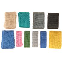 Article Ruban de jute rustique coloré couleurs assorties 40/70 mm 2 m 10 pièces