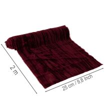 Article Sangle décorative en velours polyester bordeaux 25 cm x 2 m pour table et bricolage