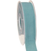 Article Ruban de velours bleu clair pour bijoux, 25 mm, 7 m