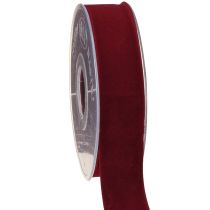 Article Ruban de velours rouge bordeaux, ruban décoratif rouge 25 mm, 7 m