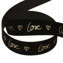 Article Ruban velours Amour ruban de deuil coeurs or noir 25mm 18m