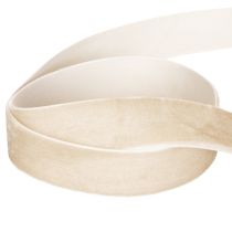 Article Ruban en velours beige 20 mm x 10 m pour emballage et décoration