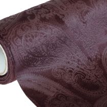 Chemin de table en ruban de velours violet, motif cachemire, 150 mm, 3 m