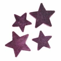 Article Décoration à disperser étoiles floquées aubergine 4cm/5cm 40pcs