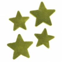 Article Décoration à disperser étoiles floquées vert mousse 4cm/5cm 40 pcs