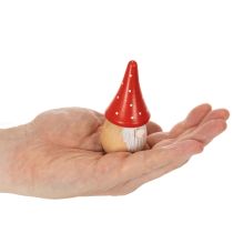 Article Figurines Mini Lutin en Bois 10 cm Rouge et Blanc Lot de 6
