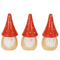 Article Figurines Mini Lutin en Bois 10 cm Rouge et Blanc Lot de 6