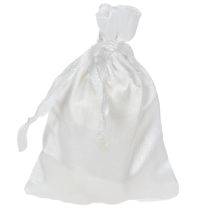 Article Pochettes satin blanches avec cordon, 6,5 × 10 cm, lot de 10