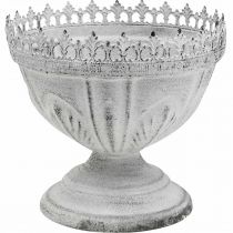 Trophée décoratif bol décoratif en métal blanc avec bord couronne H15cm