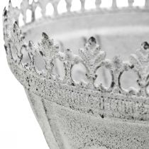 Trophée décoratif bol décoratif en métal blanc avec bord couronne H15cm