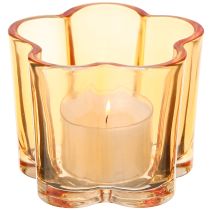 Article Bol en verre photophore fleur orange Ø7,5cm H6cm 6pcs