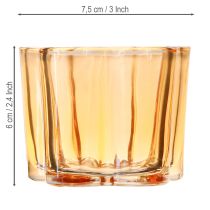 Article Bol en verre photophore fleur orange Ø7,5cm H6cm 6pcs