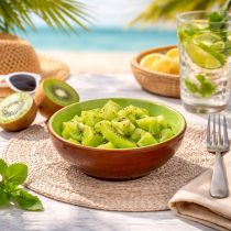 Article Bol de service en céramique, motif Kiwi. Idéal pour une table élégante ou un buffet. 15 cm