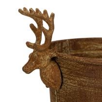Article Coupe décorative ovale en métal rouillé avec têtes de cerf, 41 cm