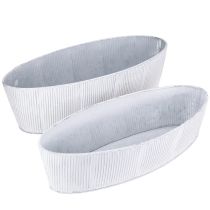 Article Bol ovale en métal blanc argenté 32,5 cm/37 cm lot de 2