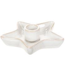 Article Lot de 2 bougeoirs étoile en céramique blanche pour bougies fines 12 cm