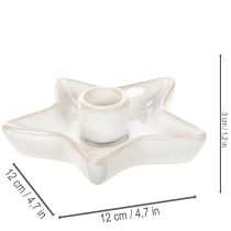 Article Lot de 2 bougeoirs étoile en céramique blanche pour bougies fines 12 cm