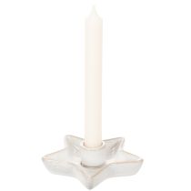 Article Lot de 2 bougeoirs étoile en céramique blanche pour bougies fines 12 cm