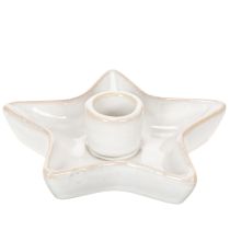 Article Lot de 2 bougeoirs étoile en céramique blanche pour bougies fines 12 cm