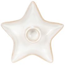 Article Lot de 2 bougeoirs étoile en céramique blanche pour bougies fines 12 cm