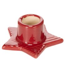 Article Chandeliers en céramique en forme d'étoile pour bougies fines 8 cm rouge, lot de 2