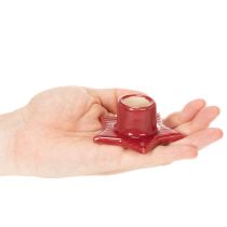 Article Chandeliers en céramique en forme d'étoile pour bougies fines 8 cm rouge, lot de 2
