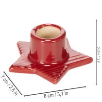 Article Chandeliers en céramique en forme d'étoile pour bougies fines 8 cm rouge, lot de 2