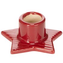 Article Chandeliers en céramique en forme d'étoile pour bougies fines 8 cm rouge, lot de 2