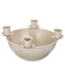 Article Coupe à bougies avec 4 supports pour bougies, 15 cm, plastique beige, centre de table de l'Avent moderne