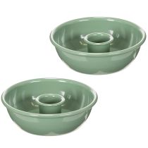 Article Support bougies chandelles en métal vert 10 cm lot de 2 pour décoration intérieure