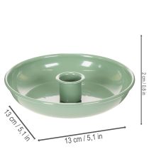 Article Chandelier en métal vert pour bougies droites 13 cm