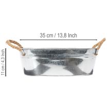 Article Bol ovale 35 cm x 21,5 cm x 11,5 cm, zinc brillant