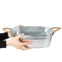 Article Bol ovale 35 cm x 21,5 cm x 11,5 cm, zinc brillant