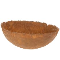 Article Coupe ronde en métal effet rouille surface texturée 20 cm