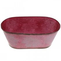 Article Coupe décorative en métal rouge avec motif de feuilles, 38 cm