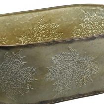 Pot d&#39;automne, bol jardinière avec feuilles, décoration métal doré L38cm H15cm