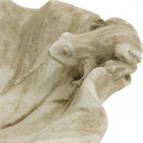 Article Bain d'oiseau avec grenouilles, figurine de jardin en béton, bain d'oiseau feuille de lotus L21cm H7cm