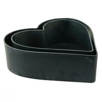 Bol coeur décoratif en plastique anthracite 24/21cm lot de 2