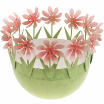 Article Bol à plantes, décoration printanière, bol en métal avec décoration florale, panier de Pâques