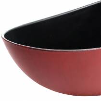 Bol décoratif ovale rouge, noir 38,5cm x 12,5cm H10cm