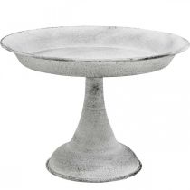 Bol décoratif avec pied assiette décorative métal blanc Ø22cm H15,5cm