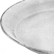 Bol décoratif avec pied assiette décorative métal blanc Ø22cm H15,5cm
