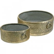 Article Bol décoratif cache-pot en métal aspect antique doré Ø37/31cm lot de 2