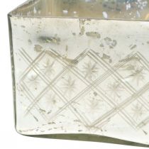 Bocal en verre avec couvercle verre shabby décoration champagne 14×14×14.5cm